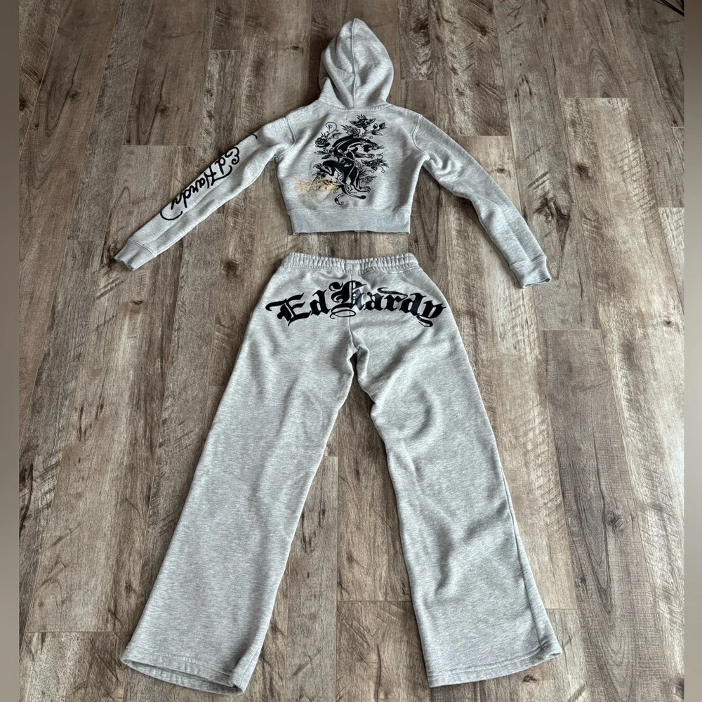 Ed Hardy Gray Zip-Up Hoodie - Picture 2 of 9